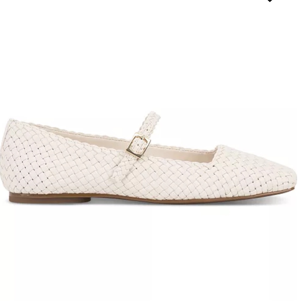 Vince Camuto White Vinley Woven Mary Jane Flats size 5